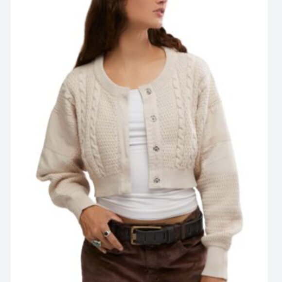 new FREE PEOPLE Heritage COTTON Cardigan Sweater 261 3S1 - Picture 2 of 6